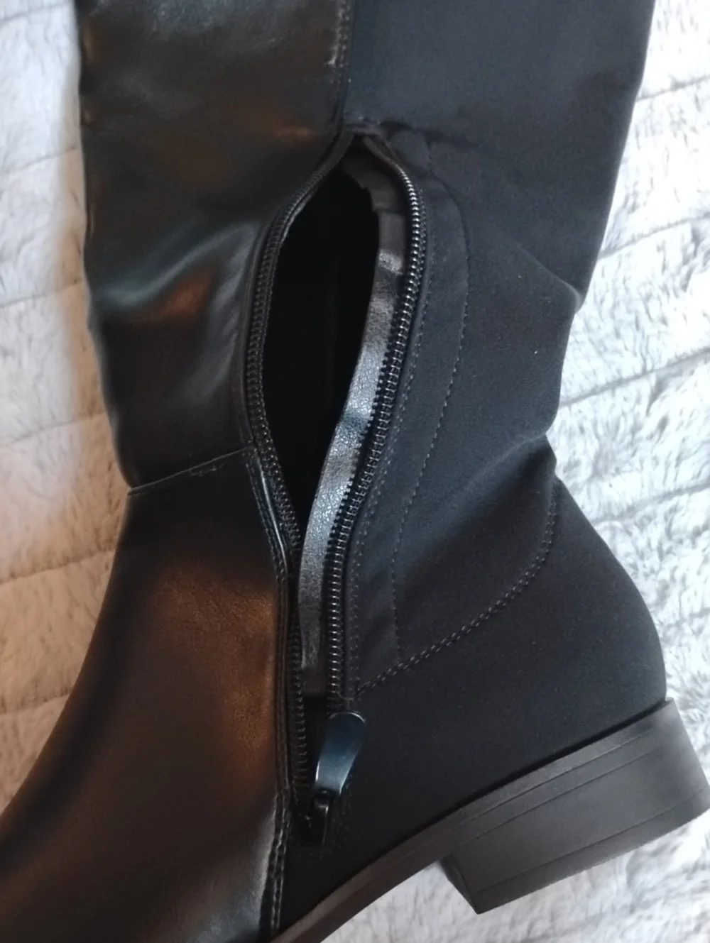 Dream Pairs Black Over-the-Knee Stretch & Faux Leather Boots